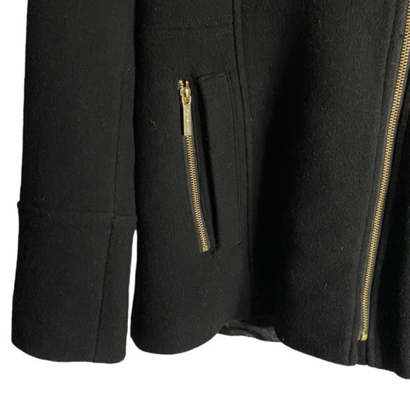 Michael Kors Women's Black Wool Faux Fur Hooded Jacket - Picture 4 of 9